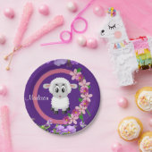 紙プレート、羊のフローラ紫 ペーパープレート (パーティー)