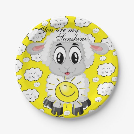 紙プレート、羊の太陽の雲あなたは私の太陽である ペーパープレート (正面)
