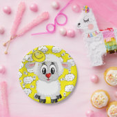 紙プレート、羊の太陽の雲の黄色 ペーパープレート (パーティー)