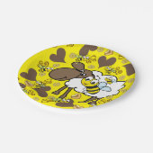 紙プレート、羊の(昆虫)マルハナバチブラウンハート黄 ペーパープレート (アングル)