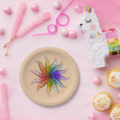 紙プレート – 羽毛カラーホイール ペーパープレート (パーティー)