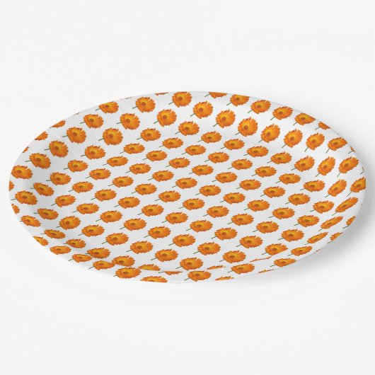 紙プレート – 行のオレンジ色のカレンダー ペーパープレート (アングル)