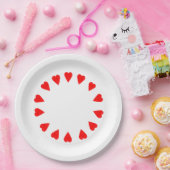 紙プレート-赤いハートの円 ペーパープレート (パーティー)