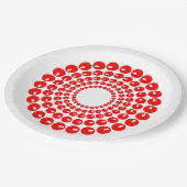 紙プレート – 赤いビーズの同心円 ペーパープレート (アングル)