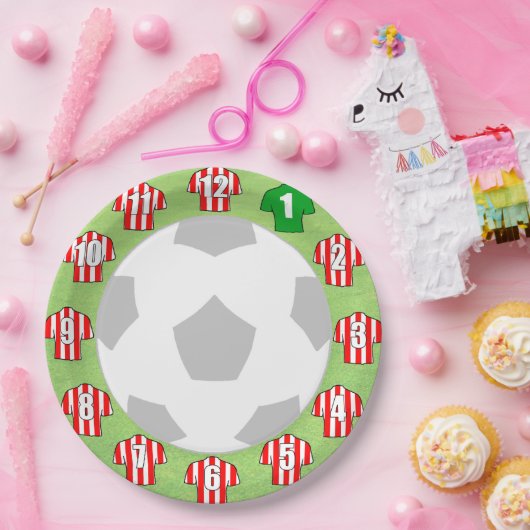 紙プレート – 赤と白ストライプののスポーツシャツ ペーパープレート (パーティー)