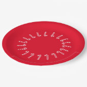 紙プレート – 赤キャンディーキャンズオンレッド ペーパープレート (アングル)