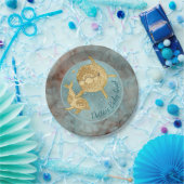 紙プレート「金ゴールドドルフィンベビー&ママ」 ペーパープレート (パーティー)