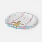 紙プレート「金ゴールドフラミンゴベビー&ママ」 ペーパープレート (アングル)