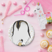 紙プレート「金ゴールドベビー&モミーペンギン」 ペーパープレート (パーティー)