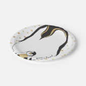 紙プレート「金ゴールドベビー&モミーペンギン」 ペーパープレート (アングル)