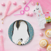 紙プレート「金ゴールドベビー&モンマイペンギンブルー」 ペーパープレート (パーティー)