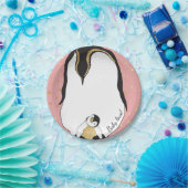 紙プレート「金ゴールドベビー&モンミーペンギンスピンク」 ペーパープレート (パーティー)