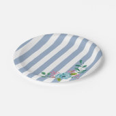 紙プレート、青いストライプフローラ青い花 ペーパープレート (アングル)