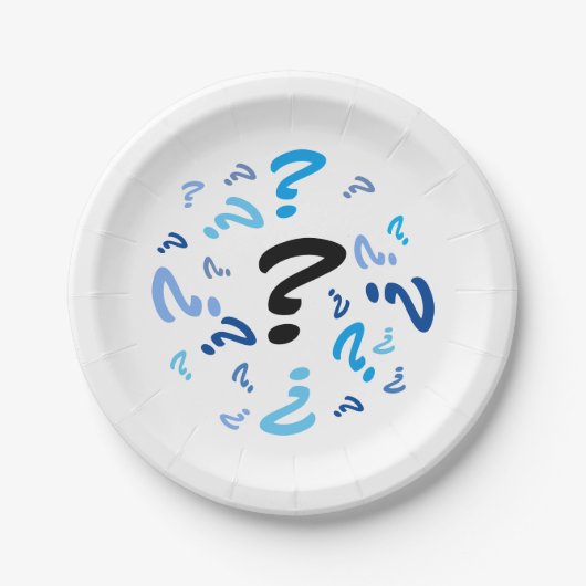 紙プレート – 青い疑問符 ペーパープレート (正面)