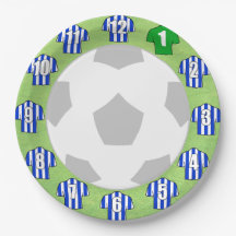 紙プレート – 青と白のスポストライプのートシャツ