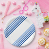 紙プレート – 青の斜線の斜ストライプ方 ペーパープレート (パーティー)