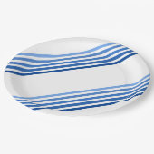 紙プレート – 青の斜線の斜ストライプ方 ペーパープレート (アングル)