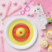 紙プレート – 黄色と赤の同心円 ペーパープレート (パーティー)