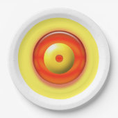 紙プレート – 黄色と赤の同心円 ペーパープレート (正面)