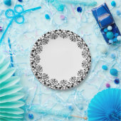 紙プレート、黒フローラ ペーパープレート (パーティー)