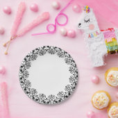 紙プレート、黒フローラ ペーパープレート (パーティー)