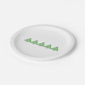 紙プレート- 5つの緑の三角木 ペーパープレート (アングル)