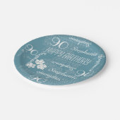 紙プレート、90thバースデーパーティーブルーブルフローラ ペーパープレート (アングル)