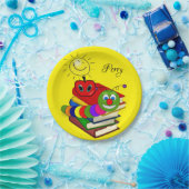 紙プレート、Bookworm Apple Yellow Sun ペーパープレート (パーティー)