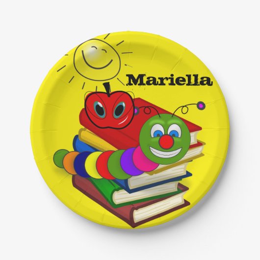 紙プレート、Bookworm Books Apple Sun 読's ペーパープレート (正面)