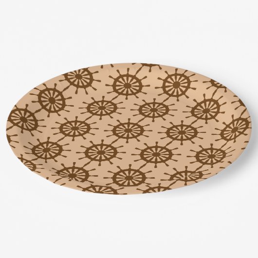 紙プレート- Brown Ship Wheels ペーパープレート (アングル)