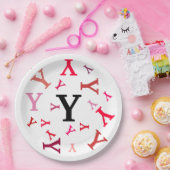 紙プレート- RedsとPinksの混乱した文字 ペーパープレート (パーティー)