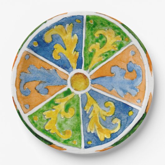 紙プレートSCT_P7-1シシリアン伝統的デザイン ペーパープレート (正面)