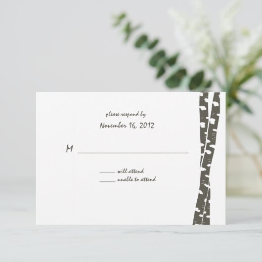 紙ホワイト樺の木/返信カード 出欠カード (スタンド正面)