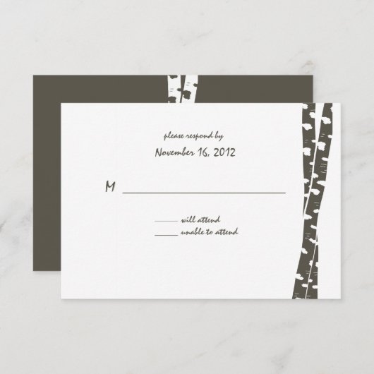 紙ホワイト樺の木/返信カード 出欠カード (正面/裏面)