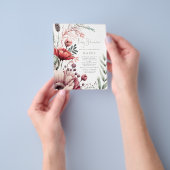 紙ボホ花模様バーガンディーセージ赤ちゃんシャワー チラシ (手)