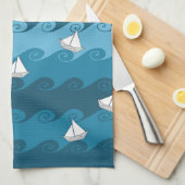 紙ボートのパターン キッチンタオル (四つ折り)