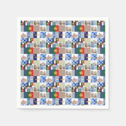 紙ポルトガル国旗とアゾレス国旗 スタンダードカクテルナプキン (正面)