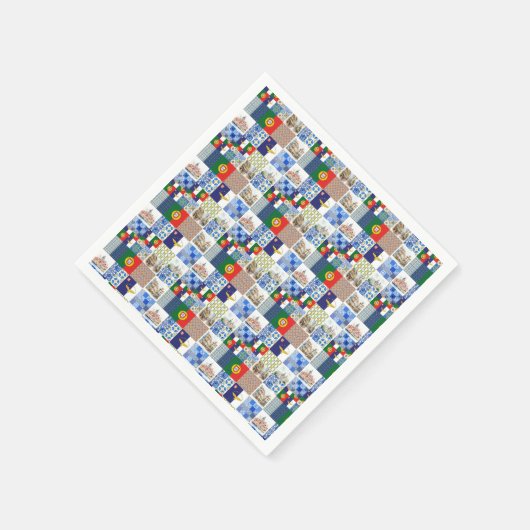 紙ポルトガル国旗とアゾレス国旗 スタンダードカクテルナプキン (角)