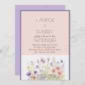 紙ミニマル文字QRコードフローラ結婚 招待状 (正面/裏面)