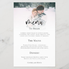 紙ミニマル結婚リストフォトスクリプトのメニュー チラシ