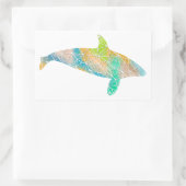 紙モザイクオルカステッカー 長方形シール (バッグ)