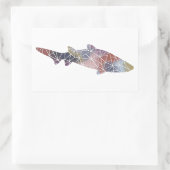 紙モザイクシャークステッカー 長方形シール (バッグ)