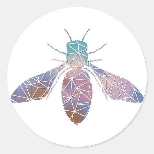 紙モザイクミツバチのステッカー ラウンドシール (正面)