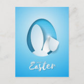 紙モダンはバニーの耳を切り、青いイースター ポストカード (正面)