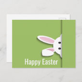 紙モダンカットのイースターバニー、緑 ポストカード (正面/裏面)