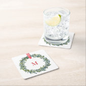 紙モノグラムクリスマスウォーターカラーコースター スクエアペーパーコースター (インサイチュ)