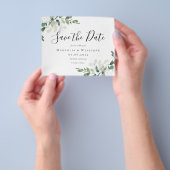 紙ユーカリ結婚式の日付を保存 チラシ (手)