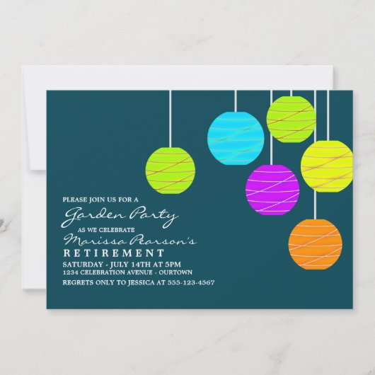 紙ランタンズガーデンパーティの招待状 招待状 (正面)