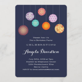 紙ランタン白熱［赤熱］光を放つズ誕生日ミッドナイトブルー 招待状