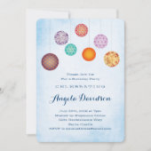 紙ランタ白熱［赤熱］光を放つンズブルー誕生日 招待状 (正面)